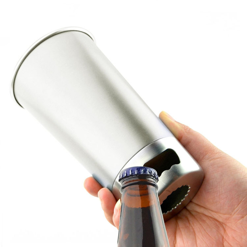 Factory Custom 16oz 20oz Insulation Stainless Steel Bottle Opener Cup Double Wall Metal Beer Tumbler with Opener