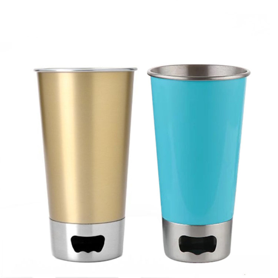 Factory Custom 16oz 20oz Insulation Stainless Steel Bottle Opener Cup Double Wall Metal Beer Tumbler with Opener