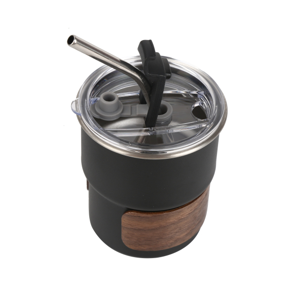 Oem Portable Travel 300ML Drinking Eco-friendly Reusable Single Wall Stainless Steel Coffee Cup Mug with Straw