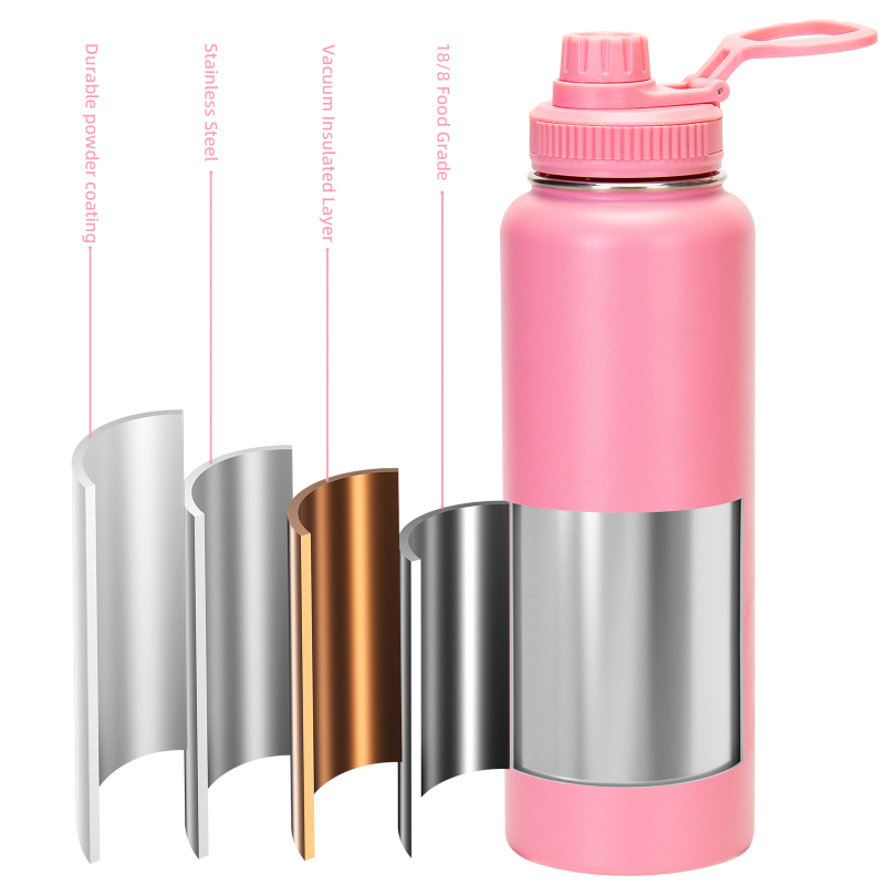 Personalized 16oz Stainless Steel Glass Vacuum Gym Water Bottle Insulated Wide Mouth with Custom Logo for Sports