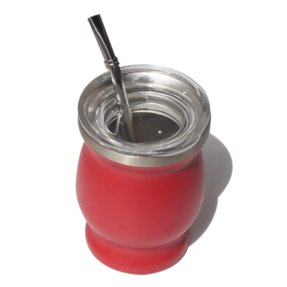 Southamerica Stainless Steel Gourd Tea Yerba Mate Cup Mug Tumbler with Lid Bombilla