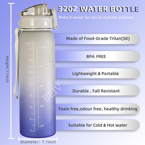 Wholesale Modern Filtered Cold Colapsible Eco Friendly 32OZ Tritan Water Bottle With Handle for Girls School