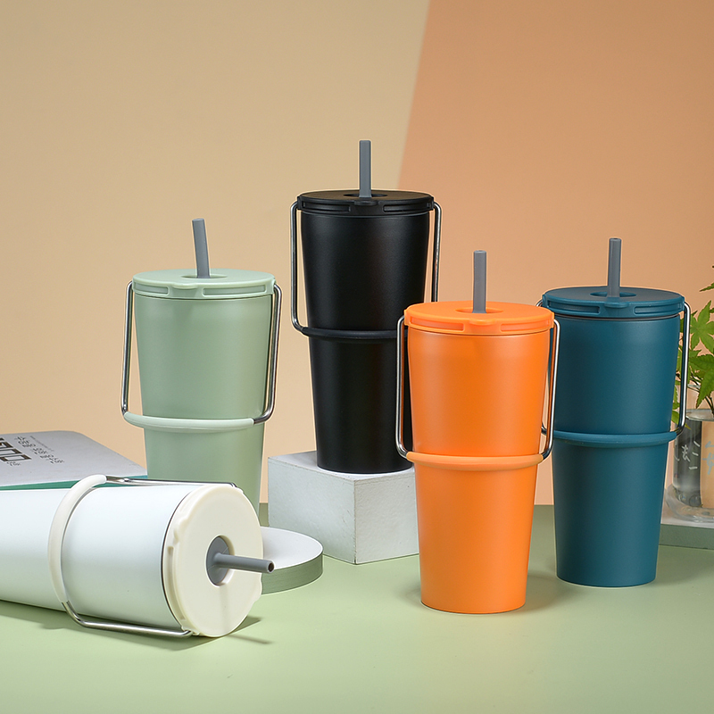 Customize Powder Coating Insulated 20Oz Tumbler Cups With Handle and Straw