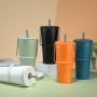 Customize Powder Coating Insulated 20Oz Tumbler Cups With Handle and Straw