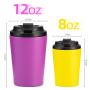 8Oz 12Oz Customizable Leak Proof and Portable One-Hand Flip-Open Double Layer Glass Drinking Coffee Cup Tumblers Mugs With Logo