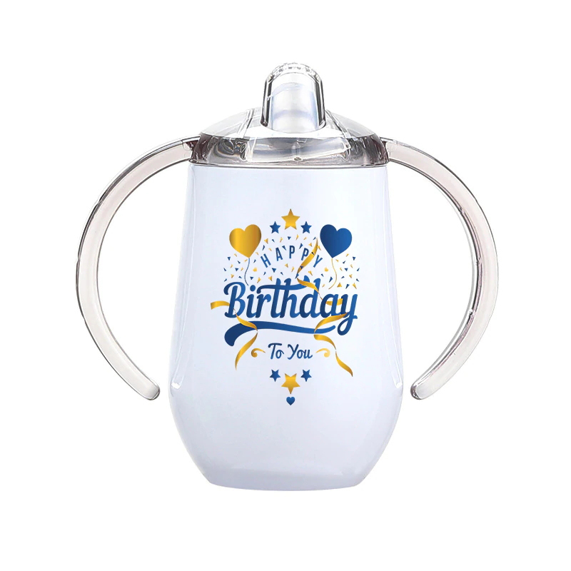 Custom 10oz Kids Stainless Steel Sippy Cups Insulated Double Wall Blank Baby Tumblers with Handles for Sublimation