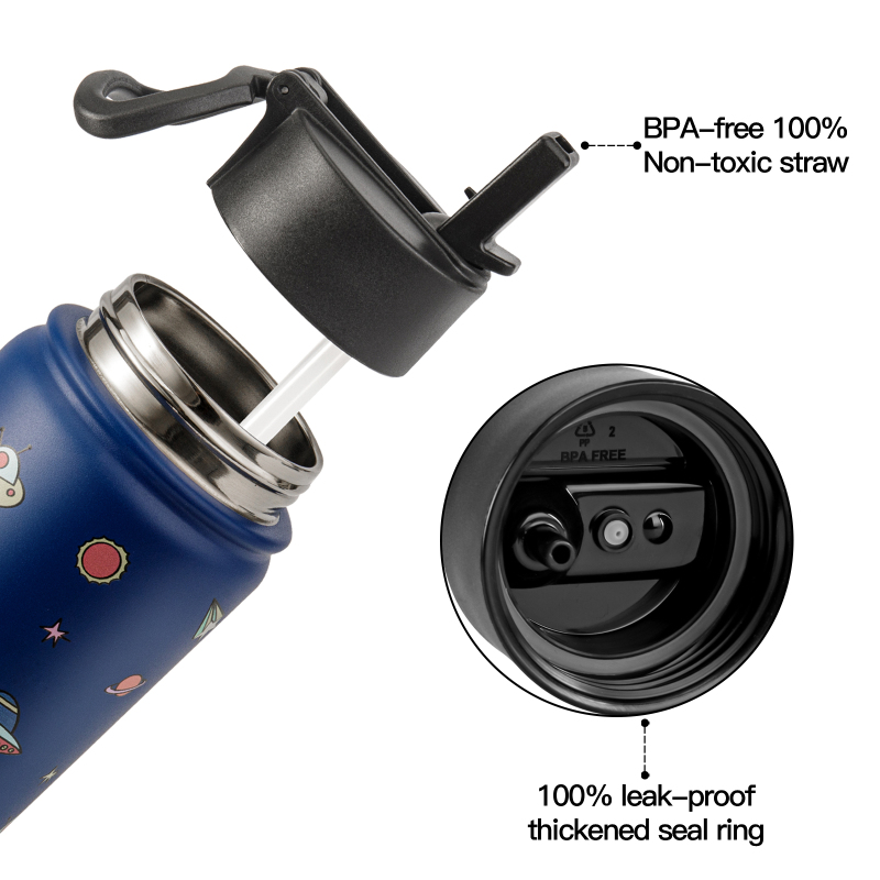 China Wholesale Price 12Oz Insulated Double Wall Stainless Steel Kids Water Bottle for Children With Straw Lid