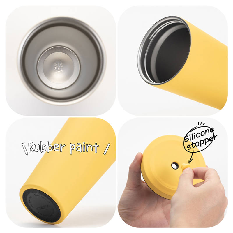 Reusable Eco-Travel Double Walled Vacuum Sealed Insulated Tumbler With Straw and Lid Silicone Stopper