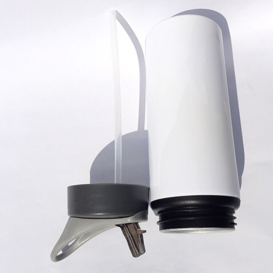 Wholesale Custom 600ml Aluminum White Sublimation Blank Water Bottle with Straw Lid