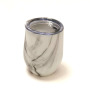 12 oz Stemless Marble Glass Wine Stainless Steel Insulated Travel Tumbler Wine Cup With Lid Straw