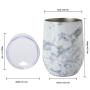 12 oz Stemless Marble Glass Wine Stainless Steel Insulated Travel Tumbler Wine Cup With Lid Straw