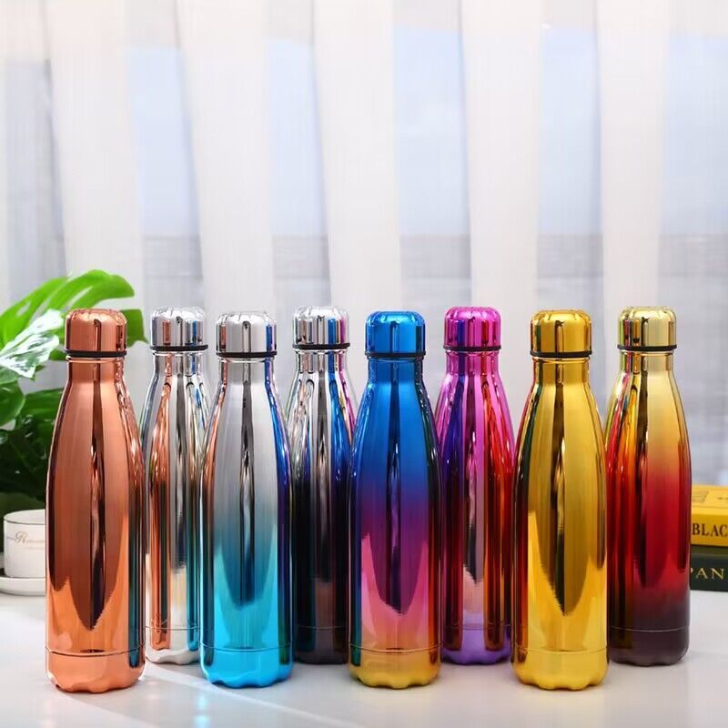 500ML BPA Free Shiny Color Paint Double Wall Vacuum Cola Shape Insulated Water BottleFor Camping Gym