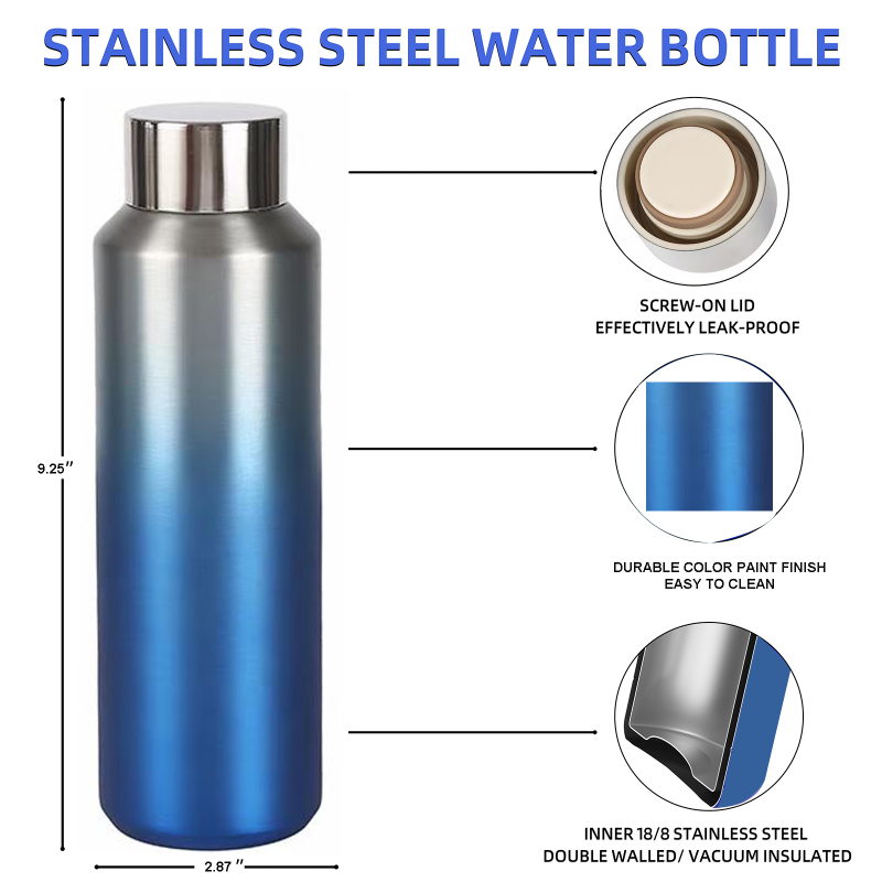 Custom BPA Free Leak Proof 600ml Sports Drink  Insulated  Water Bottle Stainless Steel With Custom Logo