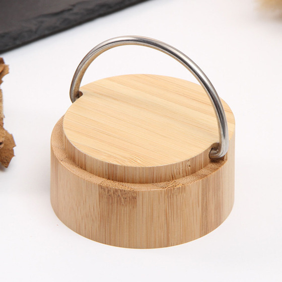 Hot Selling  Double Walled Vacuum Insulated  450ml  Stainless Steel Travel Mug Tumbler Bamboo Water Bottle With Handle