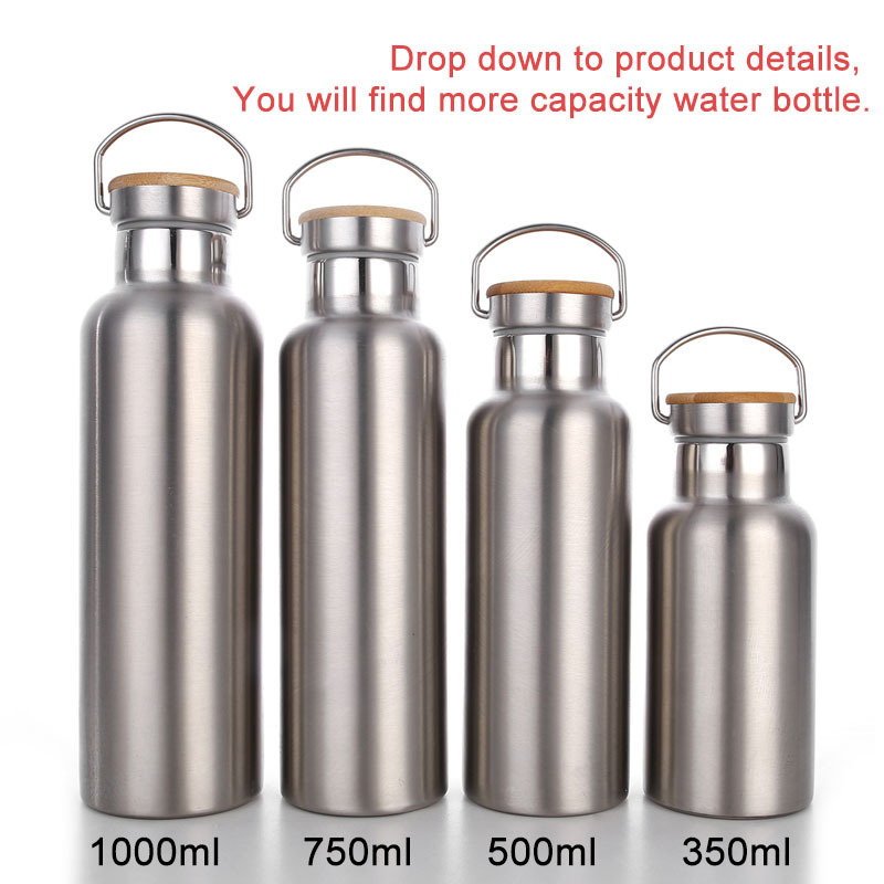 1L 1000Ml Capacity Factory Custom Metal Large Stainless Steel Flasks Double Walled Water Bottle