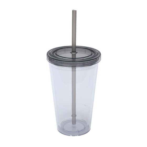 Hot Selling 16Oz Bpa Free Kids Man Woman Colored Double Wall Outdoor Drinking Plastic Acrylic Water Bottles Cups With Wide Straw