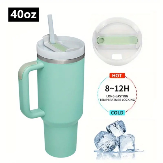 Travel Leakproof  Lids Double-Wall Stainless Steel Insulated Powder Coated Car 40Oz Tumbler Mug With Handle Lids