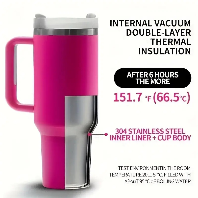 Travel Leakproof  Lids Double-Wall Stainless Steel Insulated Powder Coated Car 40Oz Tumbler Mug With Handle Lids