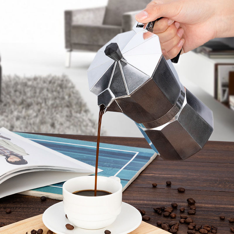 Custom Logo Color Aluminum Moka Pot Kahve Stovetop Italian Coffee Maker Mocha Pot