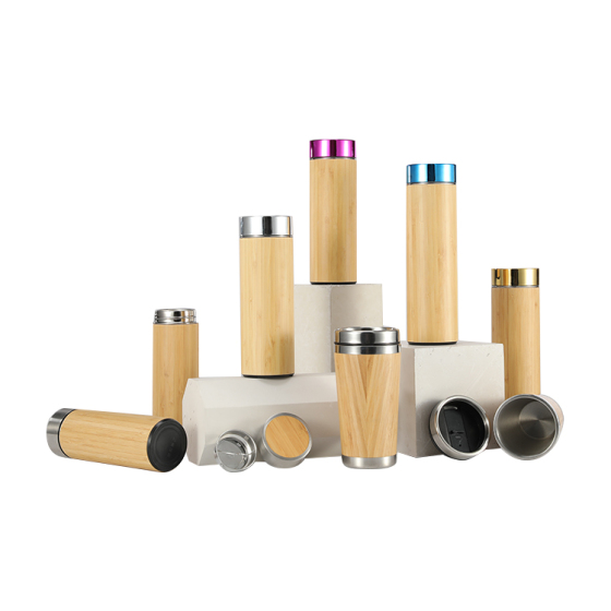 Factory Outlet Natural Eco-Friendly Insulated Bamboo Vacuum Water Bottle 15Oz Optional Capacity