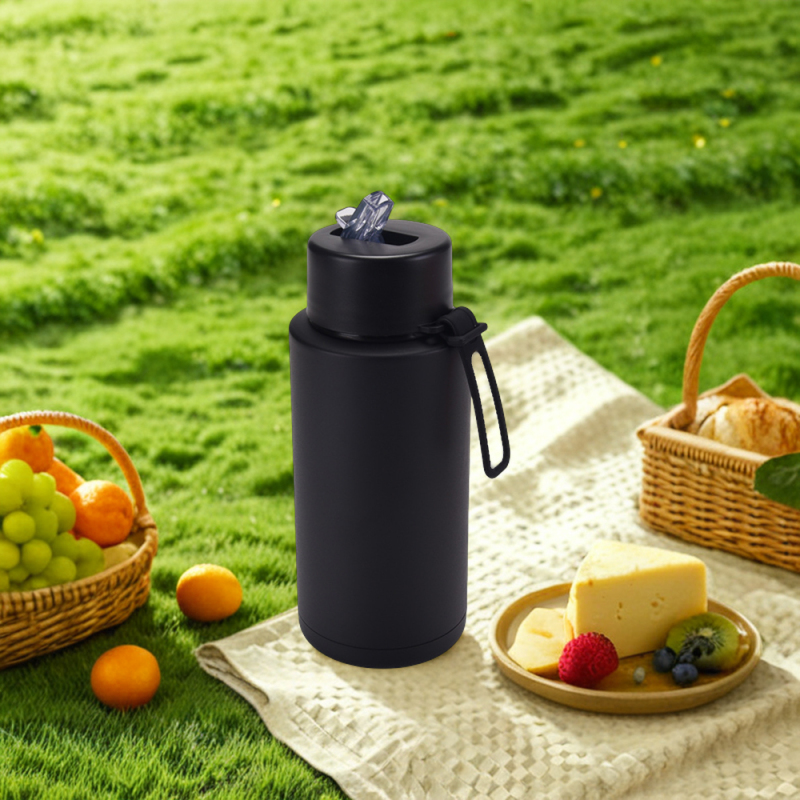 Large Capacity 1L 650ml Portable Wide Mouth Stainless Steel Sports Vacuum Flask Insulated Tumbler Water Bottle With Handle