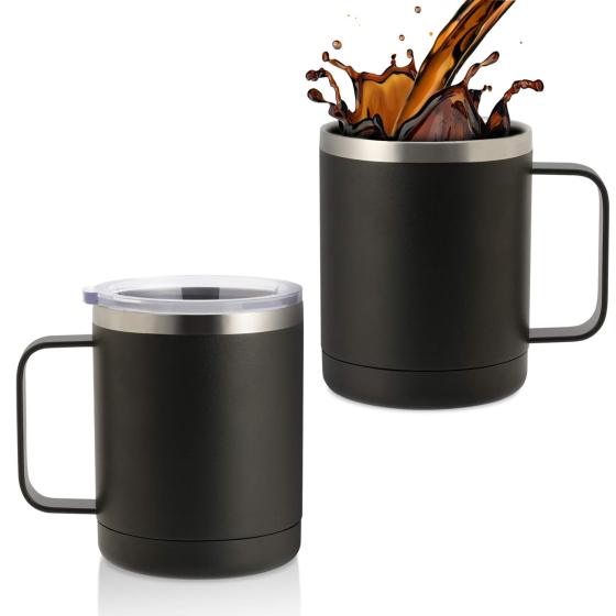 Powder Coated Custom 10oz 14oz Coffee Insulated Stainless Steel Coffee Mugs With Handle