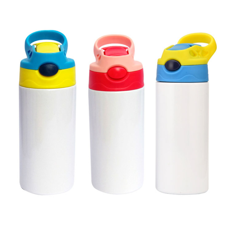 Wholesale 350MI Stainless Steel Insulated Kids Flip Top Straight Sublimation Blank White Water Bottles for Sublimation