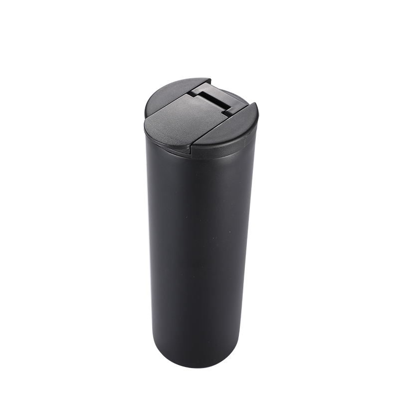 Promotional 500Ml Stainless Steel Camping Travel Mug Black Vacuum Thermal Tumbler