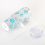 Glass Rhinestone White Double Wall Stainless Steel Mug 40Oz Tumbler With Handle and Straw