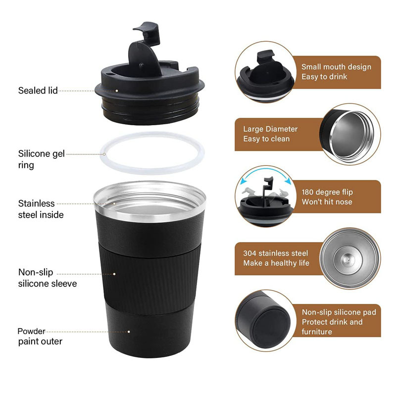 Oem Custom Logo 380 Ml 500 Ml Vacuum Double Wall Stainless Steel Reusable Ice Coffee Tumbler Mug Cup With Lids