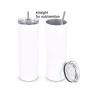 In Stock Stainless Steel White Blank 20 Oz Skinny Tumblers for Sublimation Straight Sided with Lid
