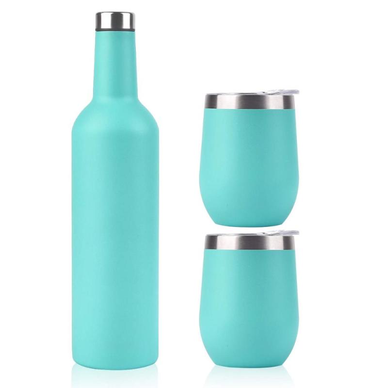 Factory Custom Stainless Steel Sublimation Wine Gift Sets Bundle Steanless Insulated Bottle Tumblers Wine Chiller Gift Set Mixer