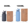 Portable Custom Logo Rubber Paint 650ml 1000ml Stainless Steel Double Wall Outdoor Sports Vacuum Insulated Drink Water Bottle