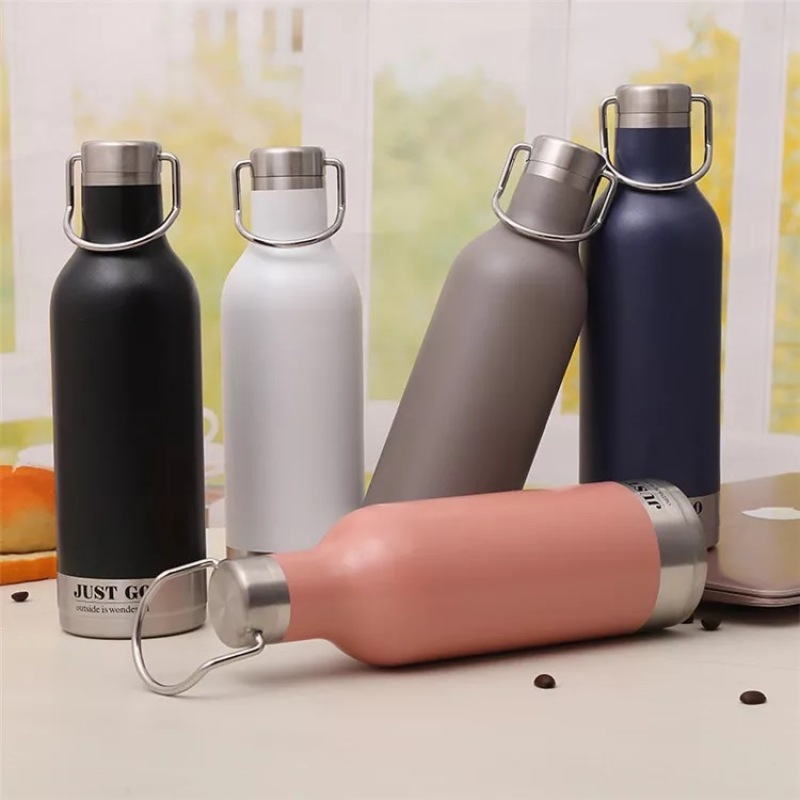 500ml Customized Vacuum Insulated Flask Stainless Steel Wine Bottle Sport Water Bottle with Handle