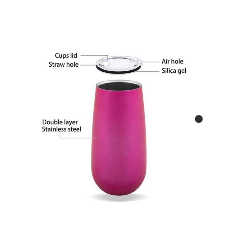 Keep Warm More Than 6 Hours 6Oz Stainless Steel Reusable New Flute  champagne Tumbler with Lid