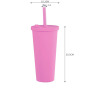 Custom Double Wall Insulated Design Clear Reusable Hard Plastic Cups With a Leakproof Lid and Straws