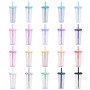 Custom Double Wall Insulated Design Clear Reusable Hard Plastic Cups With a Leakproof Lid and Straws