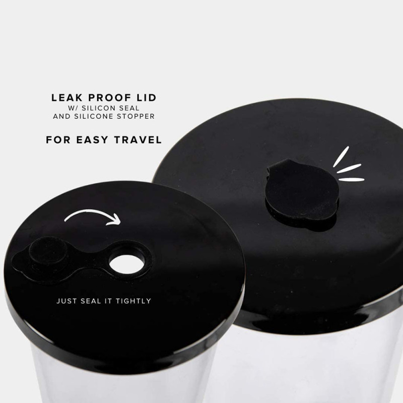 Custom Double Wall Insulated Design Clear Reusable Hard Plastic Cups With a Leakproof Lid and Straws
