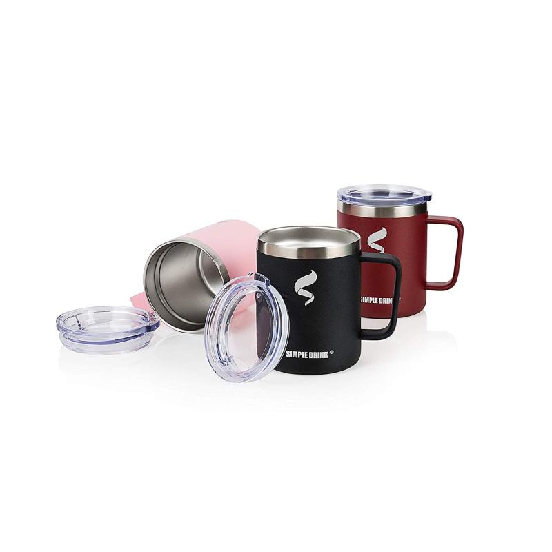 10Oz Double Wall Vacuum Insulated Camping Coffee Cup Stainless Steel With Press-In Lid for Water Coffee Beer
