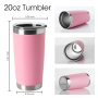 2025 Wholesale Customizable 20oz Stainless Steel Travel Thermal Vacuum Coffee Mug with PP Lid Eco-Friendly Drinkware with Straw
