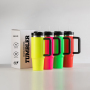 Wholesale Stainless Steel Double Wall  Car Neon 30Oz Cups Tumbler With Handle Straw