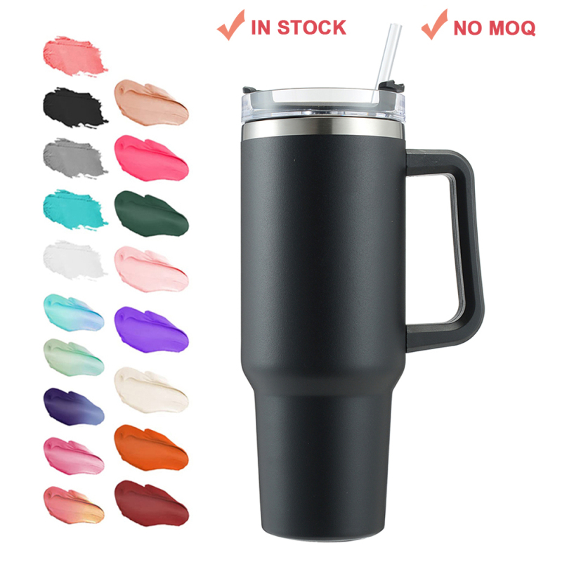New 30oz 40oz Tumbler Double Wall Stainless Steel Vacuum Insulated Travel Mug With Handle Straw Lids