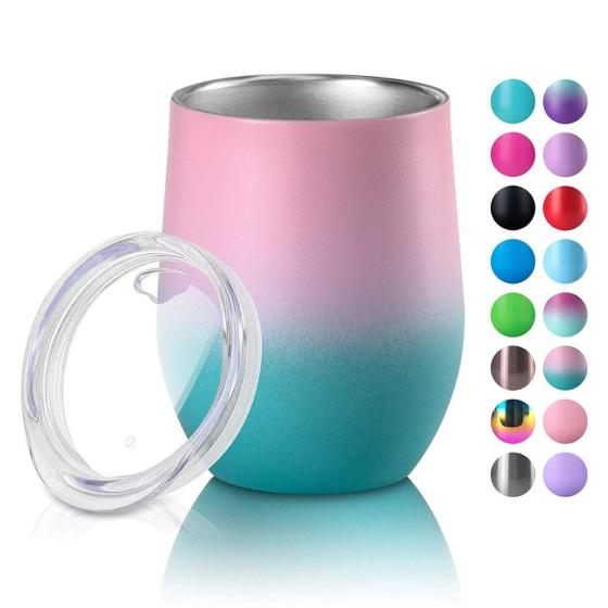 Wholesale LFGB Double Wall Vacuum Stainless Steel Stemless Wine Glass Pint Glasses 12oz Tumbler