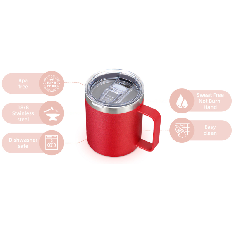 Promotional Wholesale 14oz Personalized Custom Stackable Stainless Steel Travel Camping Vacuum Thermal Coffee Mug With Lid