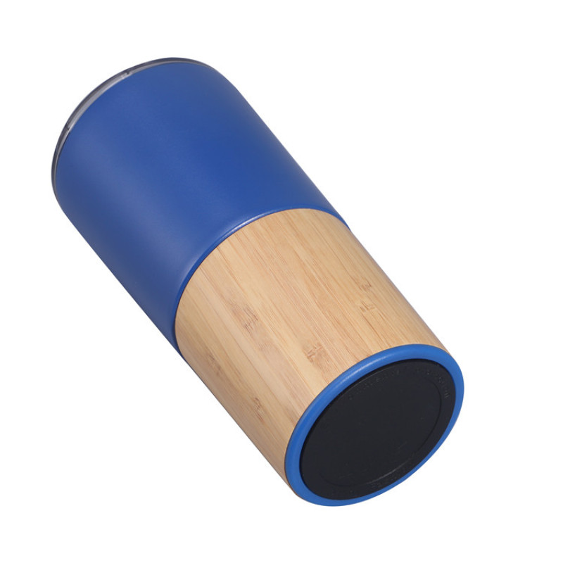 Factory Double-Layer 304 Stainless Steel Vacuum Bamboo Car Mug 20oz Coffee Mug  With Straws