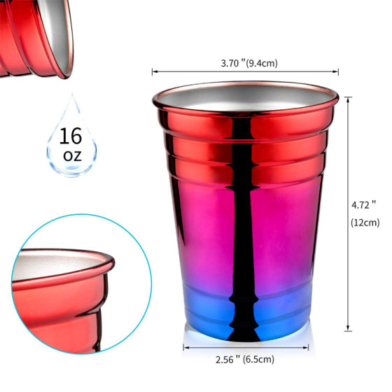 Wholesale Custom Nonbreakable Stainless Reusable Red Bachelorette Party Cups Stack Cup With Logo