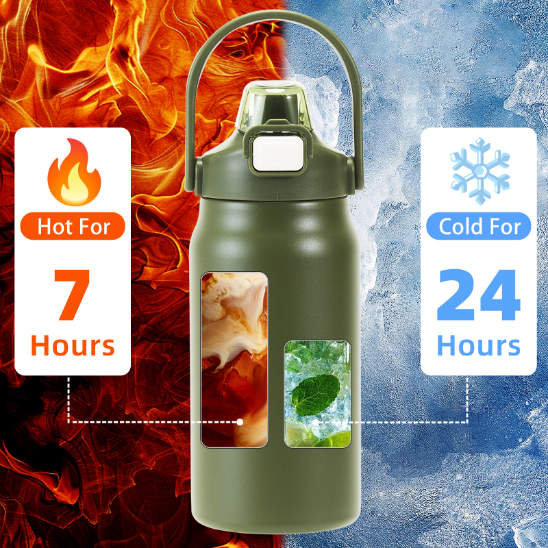 1500ml New Customised Stainless Gym Double Wall Vacuum Insulated Tumbler Cups Water Bottle  With Straw