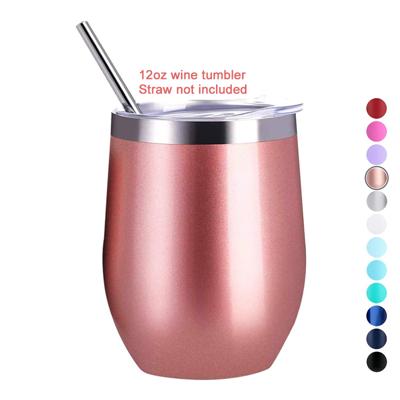 12 oz Insulated Stainless Steel Stemless Wine Tumbler Cups