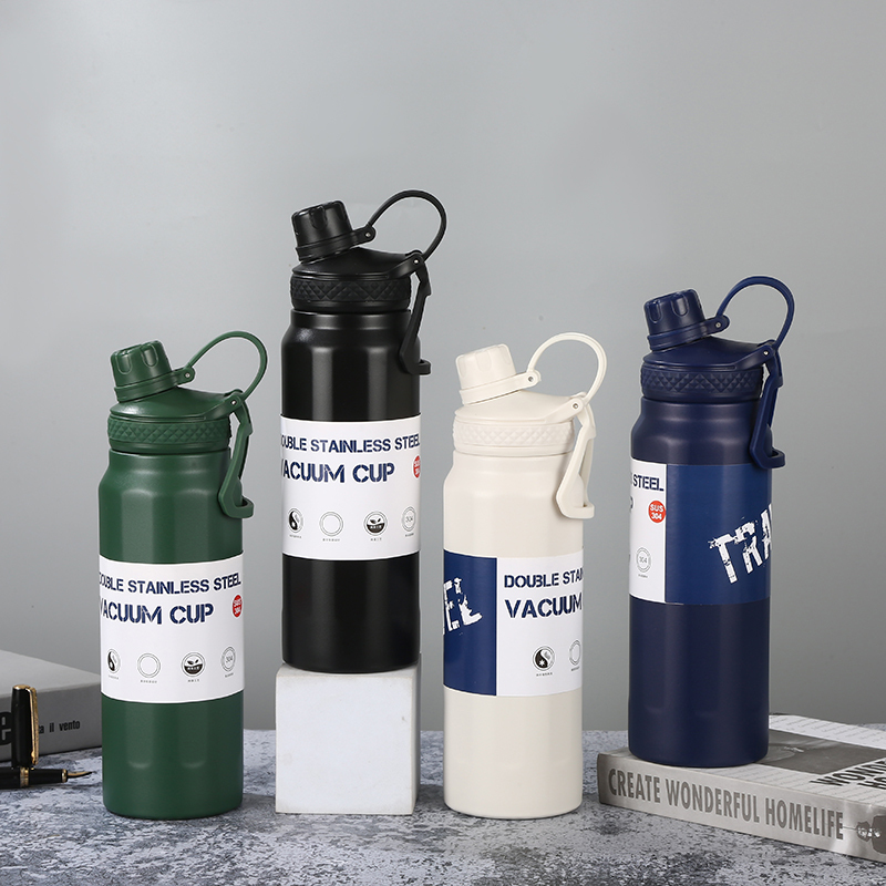 Outdoor Portable 700Ml 800Ml Large Capacity Student Outdoor Insulation Double Wall Stainless Steel Cup Water Bottle With Straw