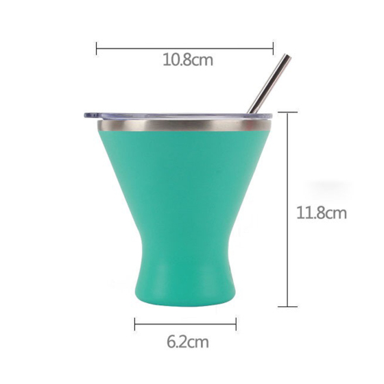 Custom Reusable Double Walled Insulated Vacuum Stainless Steel Wine Margarita Cups Tumblers With Lid